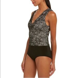 Alice + Olivia Womens Size Small Zooey Lace Bodysuit Black Bone Cream Tank Top